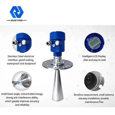 ভালো দাম স্যানিটারি টাইপ তরল স্টোরেজ ট্যাঙ্কের জন্য 26GHz রাডার লেভেল মিটার উচ্চ ক্ষয়কারী পাত্রে অনলাইন